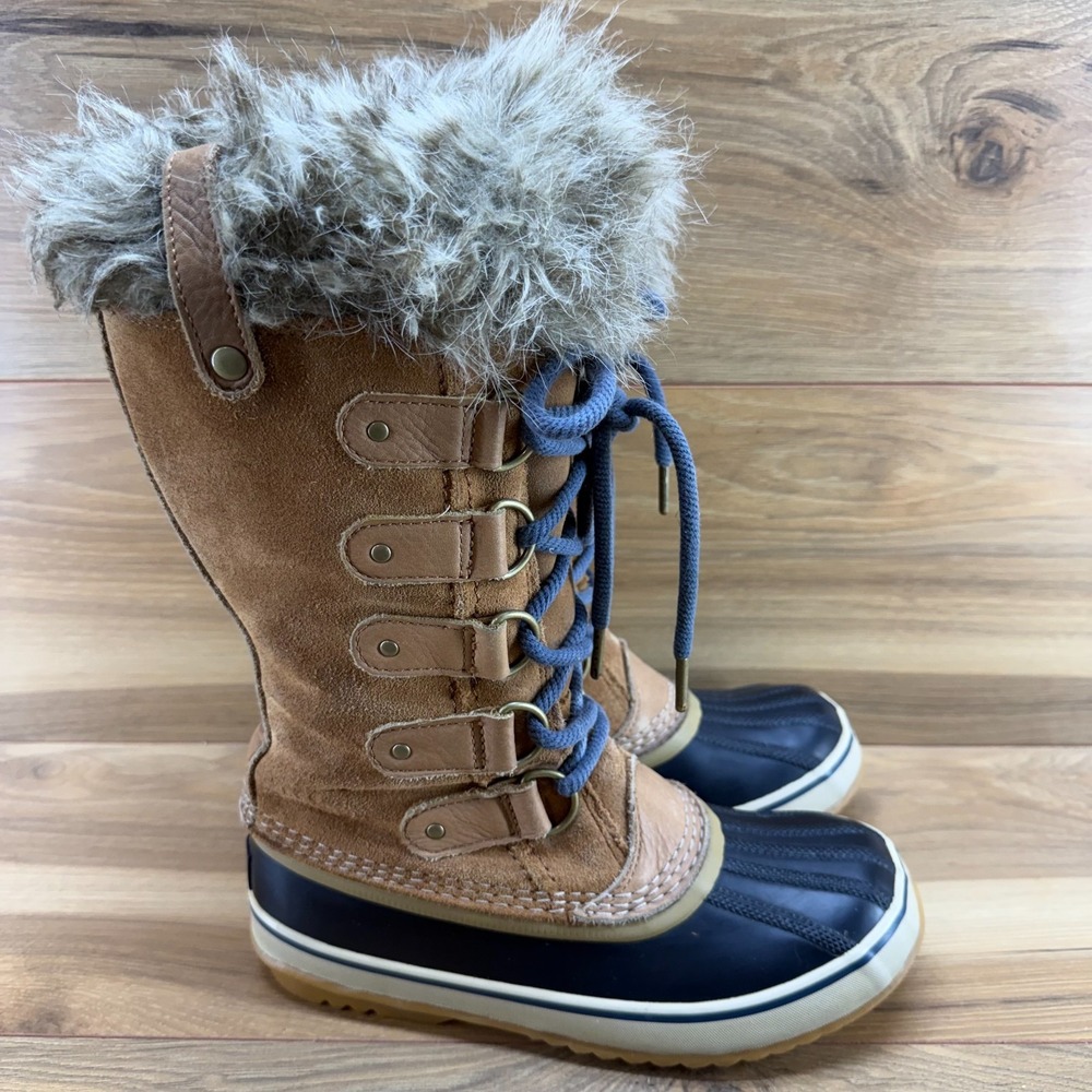 Sorel Joan Of Arctic Snow Boots 6.5 Faux‎ Fur Winter Waterproof Camel Black